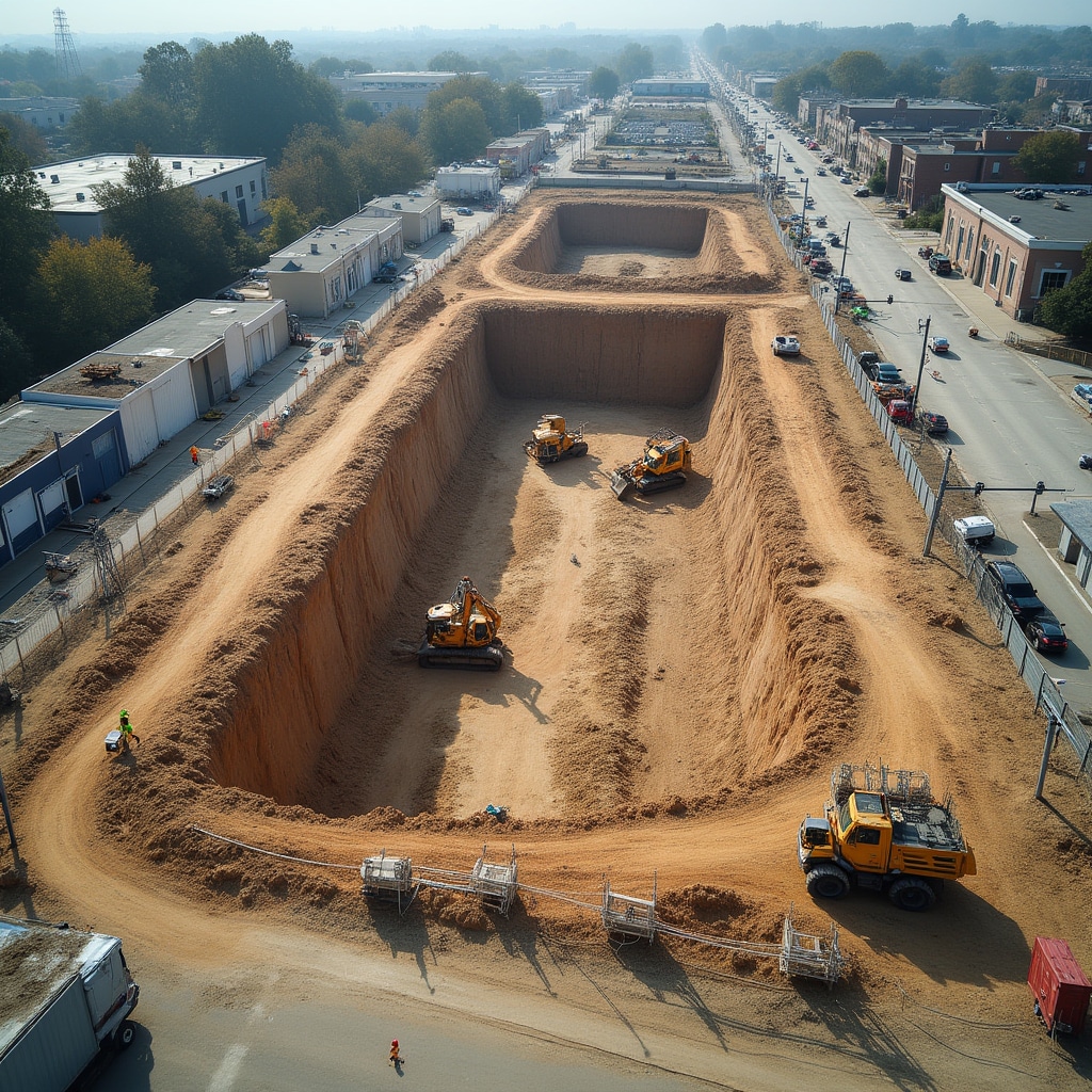 Aerial documentation of excavation and foundation work